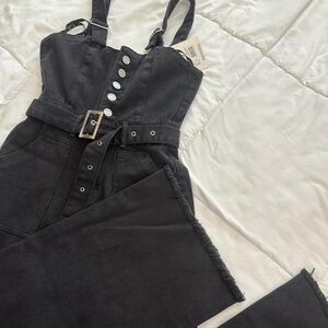 MISSGUIDED Black Denim Jumpsuit